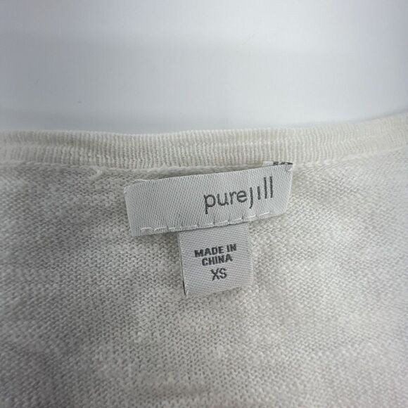 J Jill Linen Blend White Open Waterfall Cardigan Size XS Pure Jill - Picture 2 of 4
